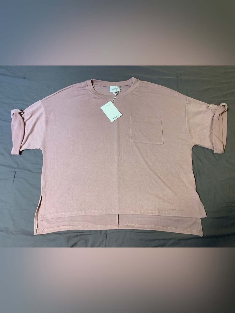 ANDREE BY UNIT Oversized Pocket Tee — Dusty Rose